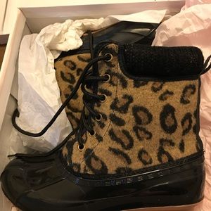 Cheetah print duck boots